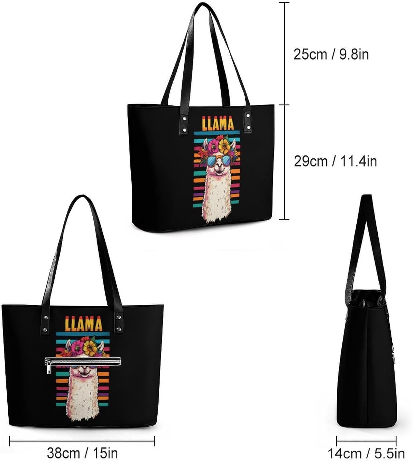 Vintage Llama Women's Satchel Handbags Tote Shoulder Bag Purses for Travel Shopping Work
