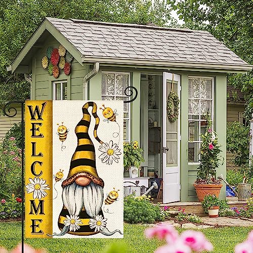 Avoin Colorlife Summer Welcome Bee Gnome Garden Flag Double Sided 12X18 Inch, Holiday Party Yard Outdoor Decoration #TOP1