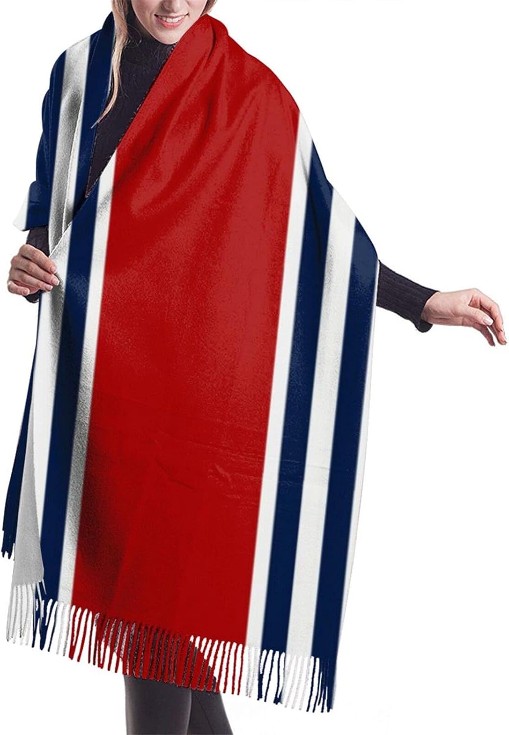 セール 特集 航海用スタイプ赤青白 クラシックカシミアフィールソフトウィンタースカーフ ウォームラージブランケットエレガントラップ ショールフリンジスカーフメンズレディース