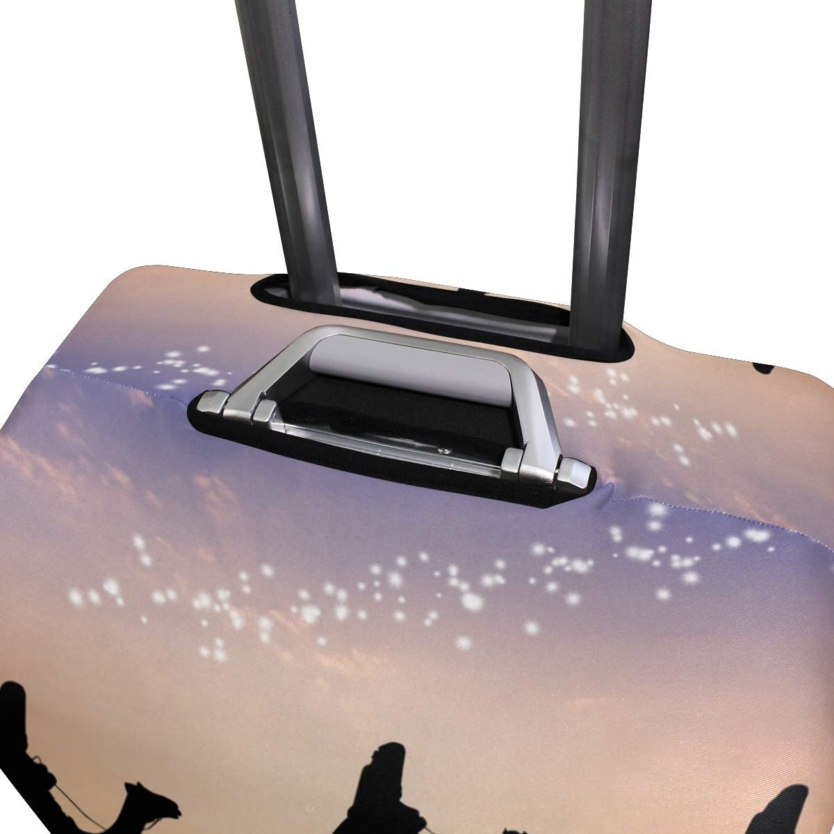 review 18/20/24/28/32 Inch Spandex Travel Luggage Cover - People On Camels In The Sunset Desert Fashion DIY Creative Design Anti-Scratch Stretchy Travel Suitcase Protector Baggage Covers