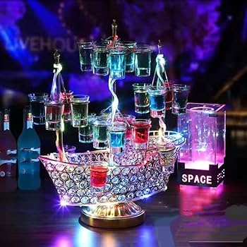 テキーラ船 Amazon | QuiExact 幻の船 LED酒ボトルの表示棚 12カップ バー