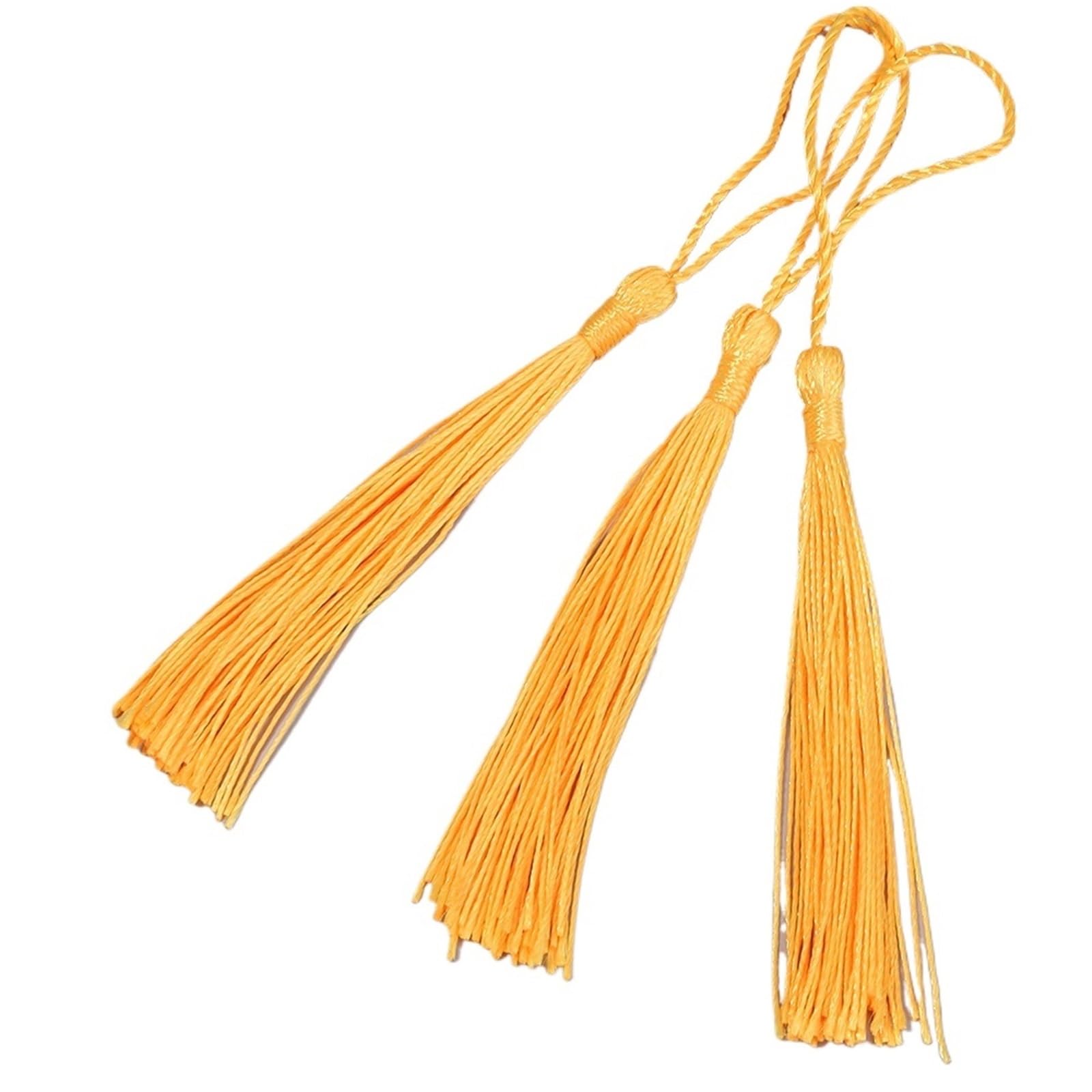 Mini Tassels 300pcs 13cm Hanging Rope Polyester Tassel Fringe Soft Flossy Tassel For DIY Bookmark Keychain Pendants Jewelry Making Accessories for Crafts(Yellow)