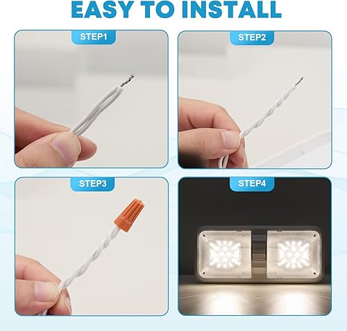 Miniatura 4 de Kohree Luz LED de cúpula de 12 V para iluminación interior de techo de remolque, cámper con interruptor, blanco 600 lúmenes (Paquete de 5)