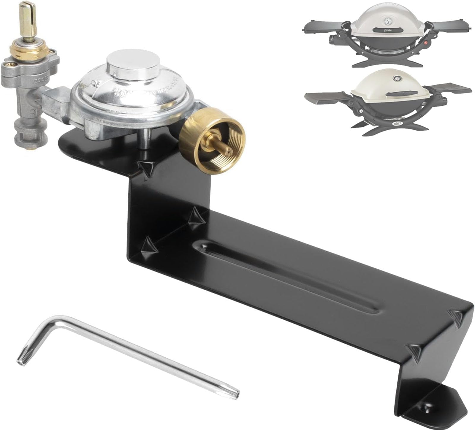 PETKAO 64865 Gas Grill Valve & Regulator Assembly Parts for Weber Grill Regulator Replacement Q2000 & Q2200 Series Parts (Model Years 2014 & Newer),