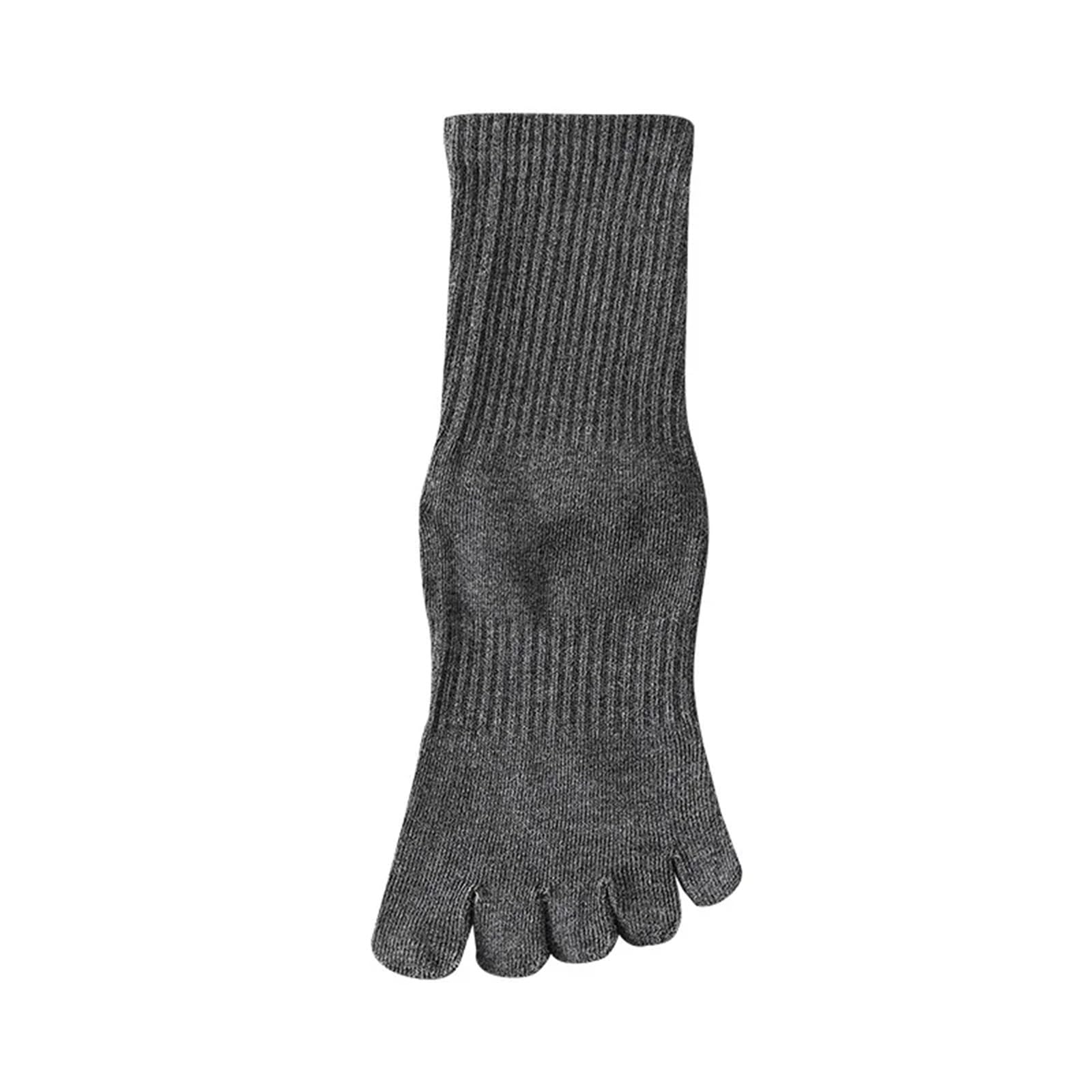 IRFHDCX Toe Socks 2pair Anti-Slip Yoga Socks Pilates Special Five-Finger Winter Sports Fitness Toe Separated Mid-Calf Long Cotton Blend(Dark Grey)