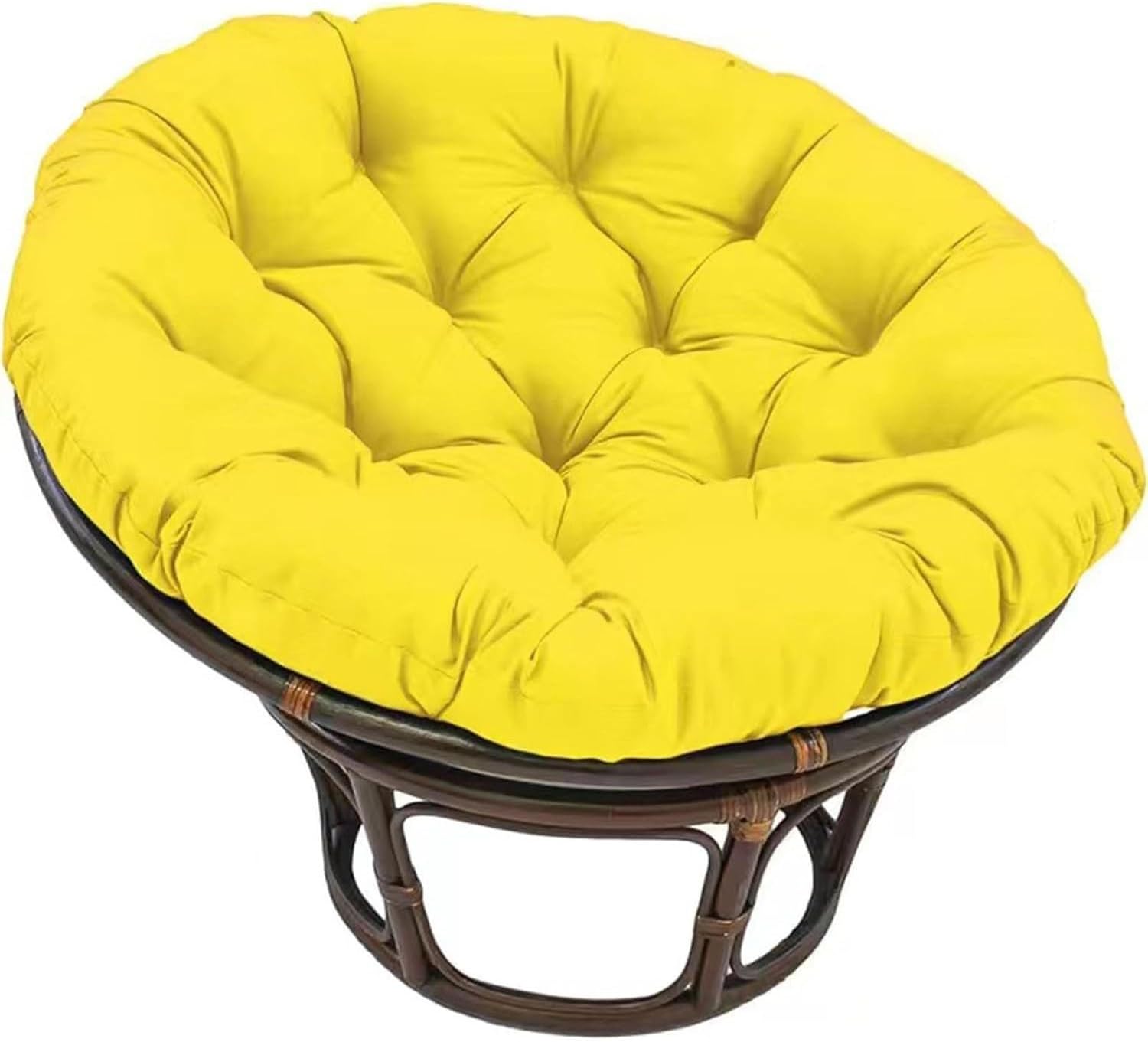 AHSBND Large Round Papasan Chair Cushion, Thick Outdoor Rocking Chair Cushion, Rattan Hanging Basket Cushion, Egg Nest Replacement Pad(Yellow,60 * 60cm)