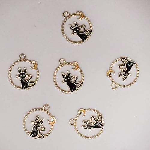 Miniatura 7 de Dijes redondos esmaltados de gato, 20 piezas, lindo colgante de gatito, accesorios de bricolaje para collar, pulsera, aretes, llavero, joyería
