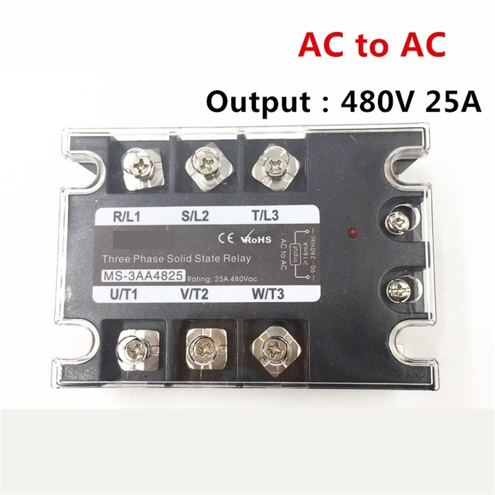 TSR-25AA SSR-25AA Relais à semi-conducteurs triphasé AC90-280V Contrôle d'entrée AC 30~480V Charge de sortie 25A 3 Phase SSR Haute Puissance AA4825 1Pcs
