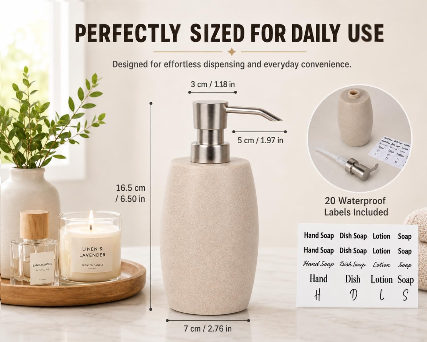 Clasin Home Juego de 2 botellas de loción de polietileno para baño/cocina