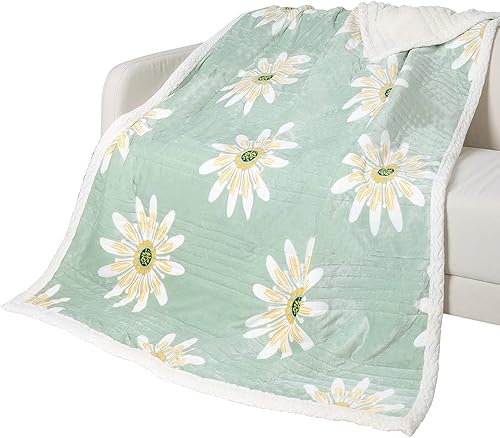 Queenshin Mantas de forro polar Sherpa esponjosas de hojas, tamaño individual, 60 x 80 pulgadas, Navidad, 590 GMS, tela de tres capas gruesa, cama