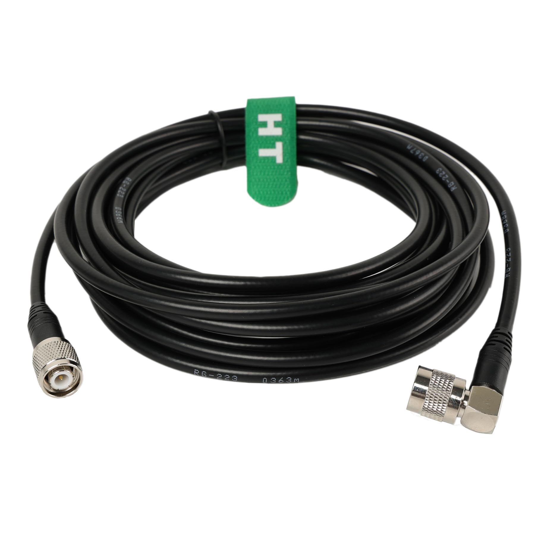 HangTon Cable de antena coaxial blindado de 50 ohmios TNC a TNC en ángulo recto RF señal baja pérdida RG223 10 m