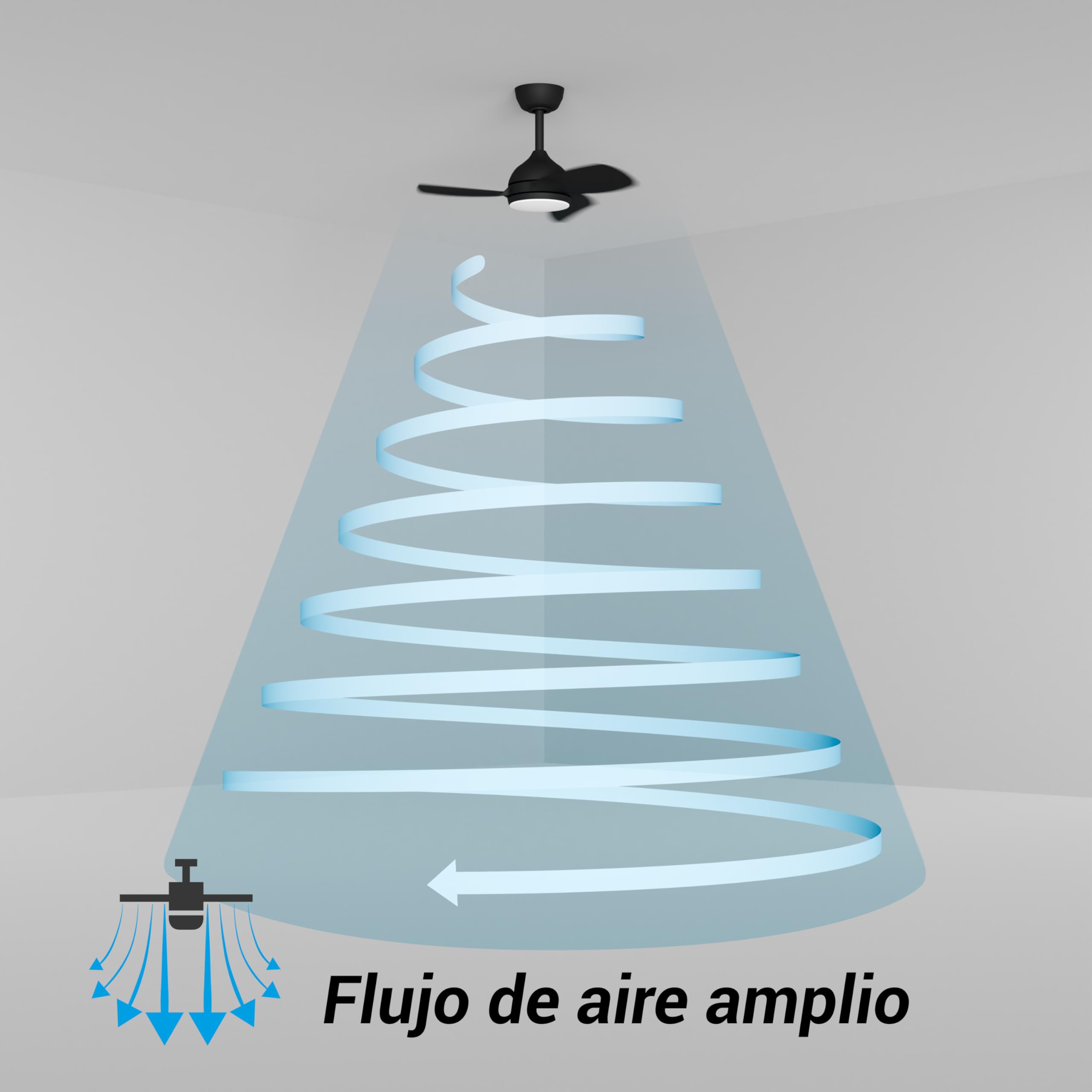 Sulion - Ventilador de Techo con Luz y Palas Retráctiles Wizz Stilo – Motor DC Silencioso, Luz Regulable 3000K–5500K, Función Verano/Invierno, Mando a Distancia – Ø55 cm
