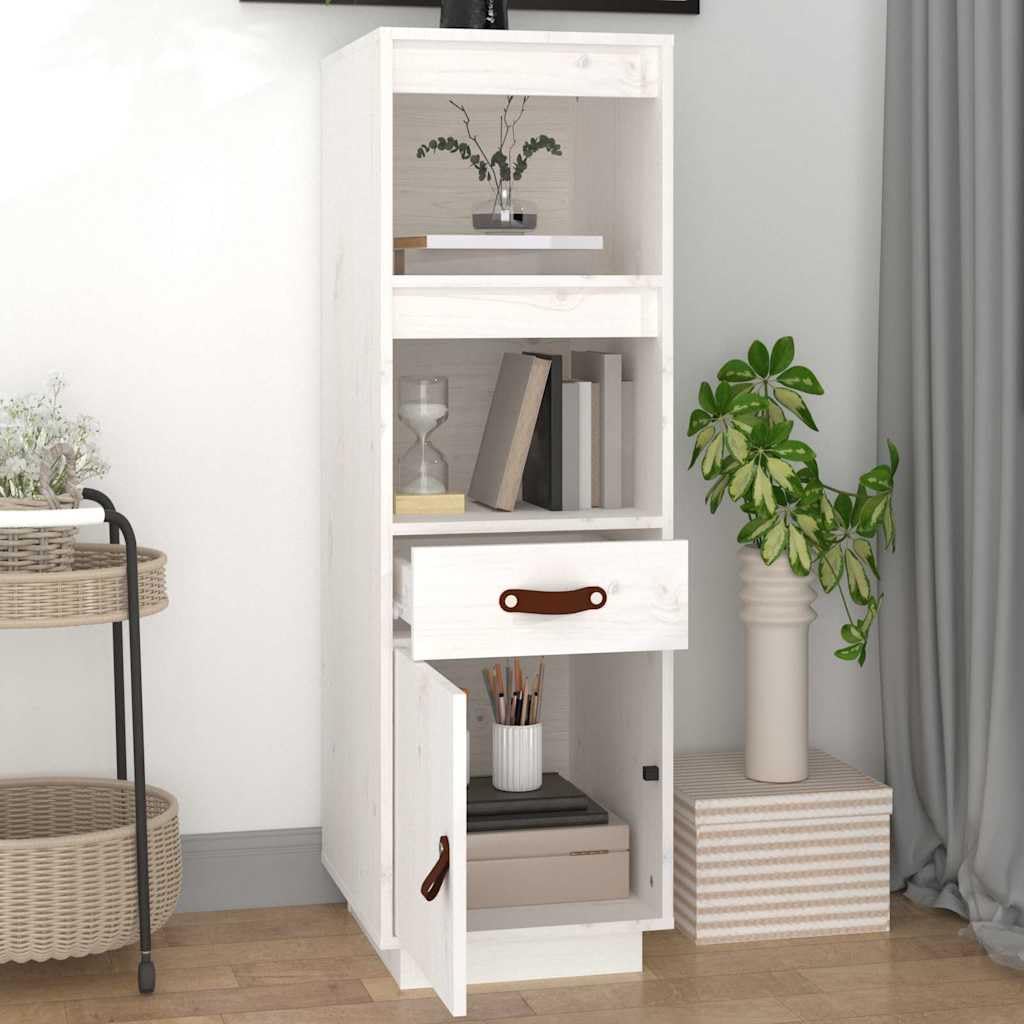 Scaffale alto bianco, 34 x 40 x 108,5 cm, in legno massello di