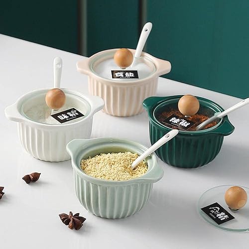 Miniatura 2 de Sizikato Maceta de condimentos de porcelana con tapa de vidrio, cuenco de azúcar de 4.5 pulgadas para cocina