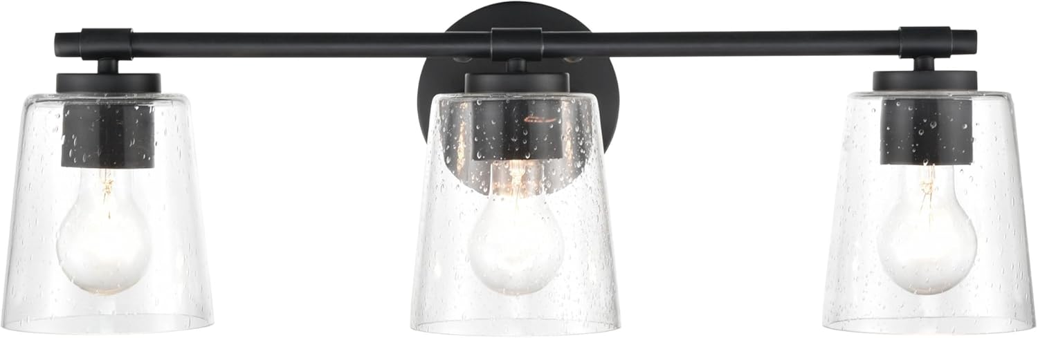 ML Lighting 3 Light Bath Vanity-8 Inches Tall and 24.5 Inches Wide-Matte Black Finish