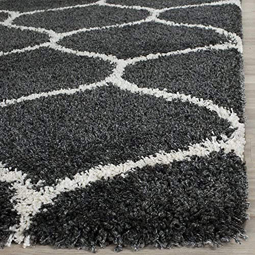 Image of Modern Plush Area Rectangular Rug For Bedroom Living Room Home Decor (8X11 Feet, Dark Grey|Ivory)