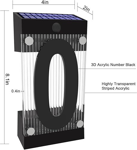 Miniatura 6 de XINDEW Números solares de casa para exteriores, número acrílico 3D, control remoto de luz colorida, letrero de dirección solar, números de dirección