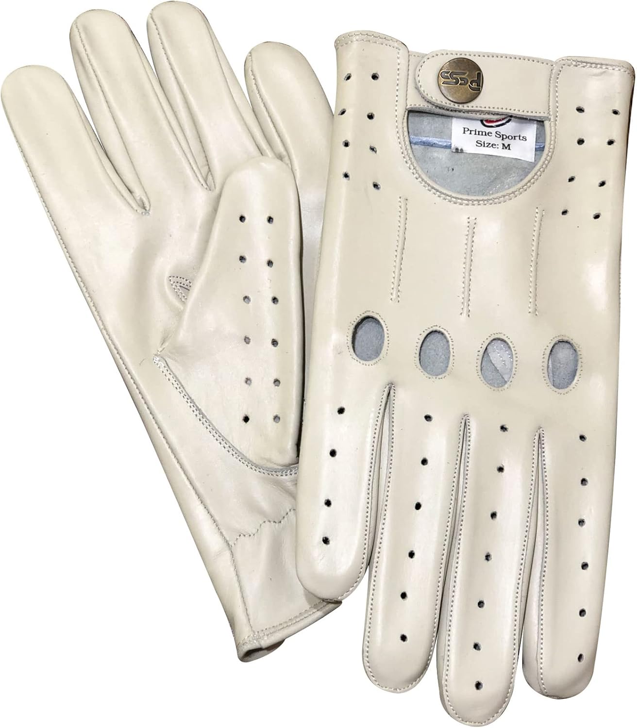 Slim Fit Retro Style Soft Real Leather Men's Driving Gloves Unlined Chauffeur 507 (Off White, XL)