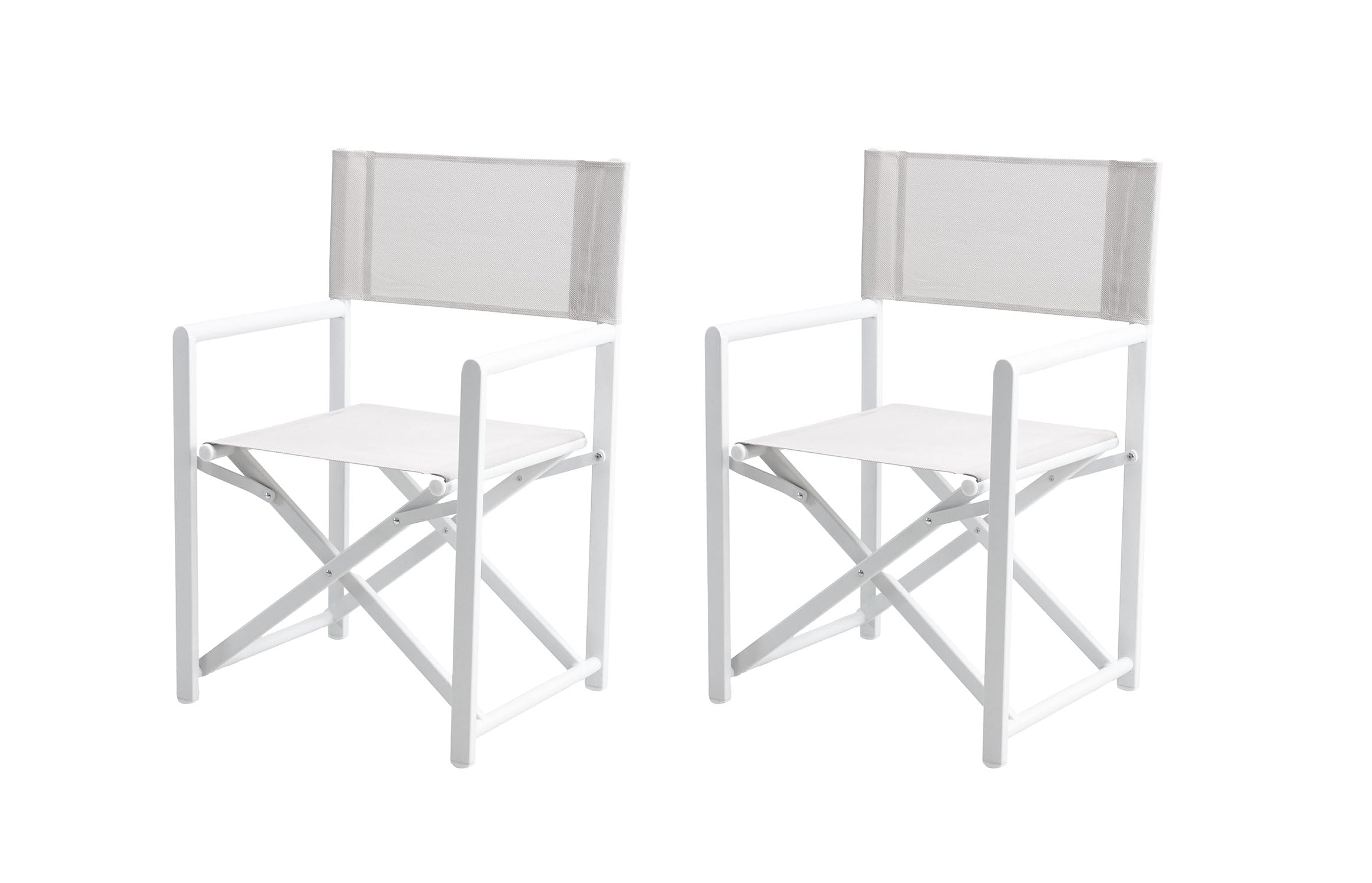 XONE Coppia Sedie Regista Pieghevole Allen Deluxe Bianco | Poltrone Regista in Alluminio, 2 Pezzi