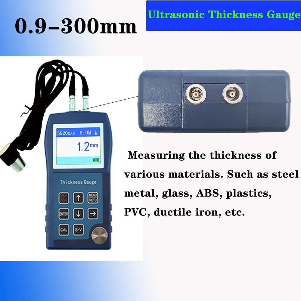 Ultrasonic Thickness Gauge Analyzer Tester with Measuring Range 0.9 to 300mm Display Resolution 0.1mm TFT Color Screen