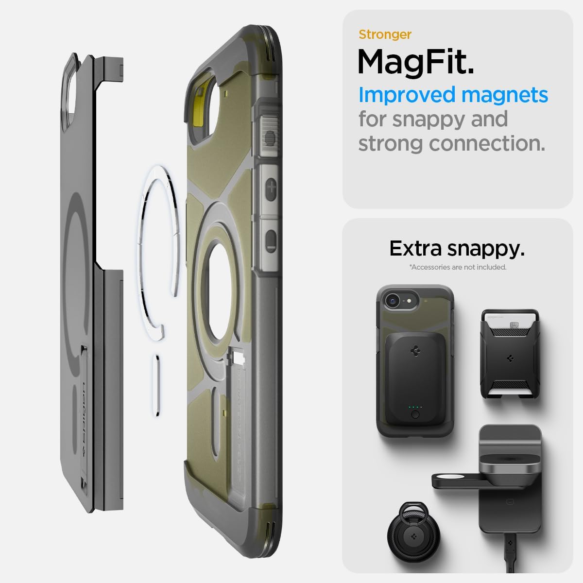 Spigen for iPhone 17e / 16e Case, Tough Armor (Ai) MagFit [Compatible with Magsafe Accessories] [Kickstand] [Military-Grade Protection] - Frost Black