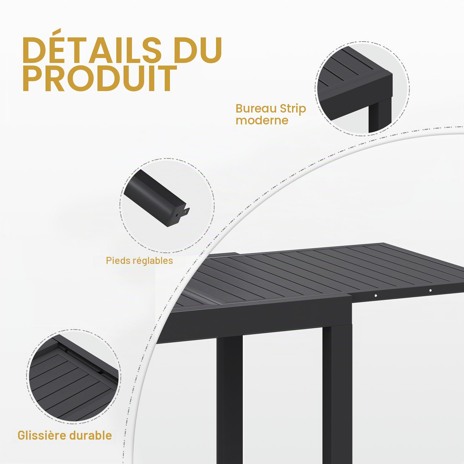 Devoko Salon de Jardin Exterieur 8 Personnes, 8+1 Mobilier de Jardin Aluminium, 8 Chaise Empilable Aluminium et 1 130CM-260CM Table de Jardin Extensible, Gris Foncé