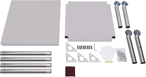 Miniatura 7 de Mesa de alimentos de acero inoxidable de 2 niveles para preparación y trabajo, mesa de trabajo comercial resistente con ruedas, estante inferior