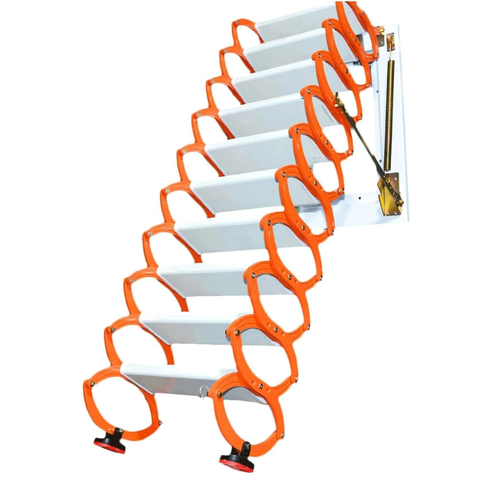 MUYRJLZX Attic Stair Manual Loft Ladder Wall Mounted Attic Ladder Carbon Steel Pull Down Extension Ladder Retractable Ladder Stable Safe(Orange White,2.75-3.1m)