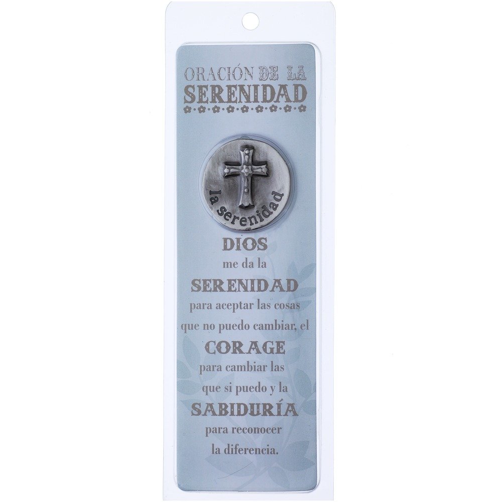 Grasslands RoadSerenity La Serenidad Cross Embossed Token and Bookmark Prayer Card