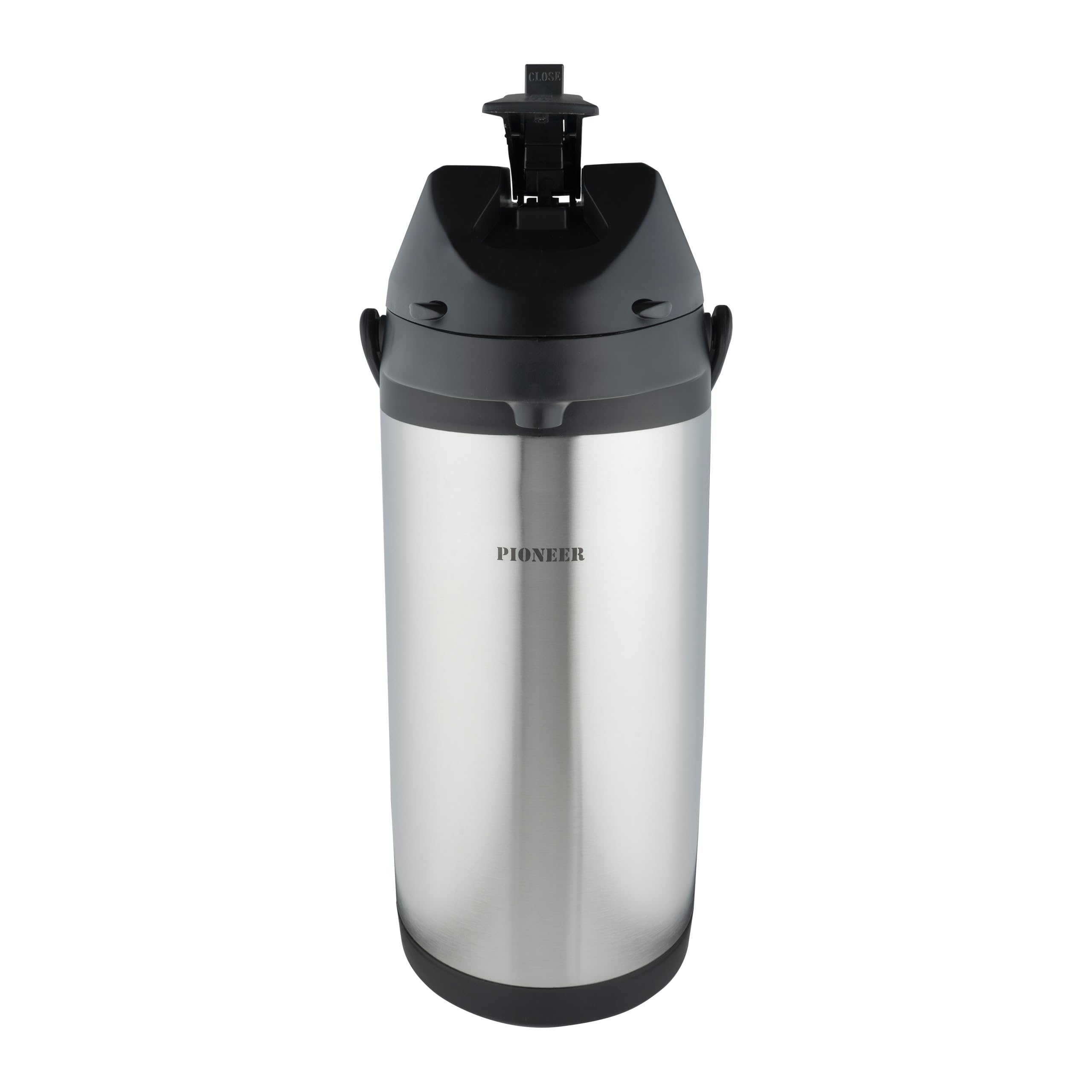 Pioneer 4.0L Stainless Steel Lever Airpot, Leakproof Flask for Hot and Cold Drinks, Easy Pump Drink Dispenser for Events, Silver