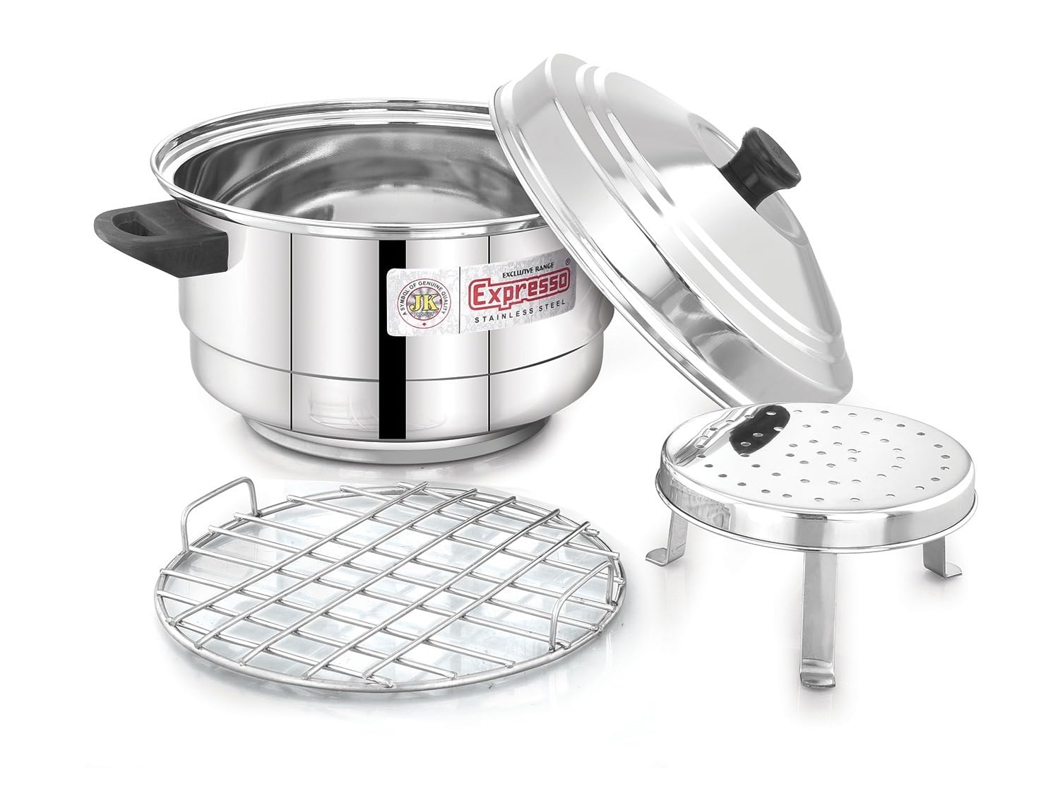 Expresso Stainless Steel Gas Tandoor Oven for Home Kitchen | Multipurpose Bati Maker, Pizza Maker, Roti Cooker, Barbecue Grill & Food Steamer | Heavy Duty Lid, Grill Plate-image-16