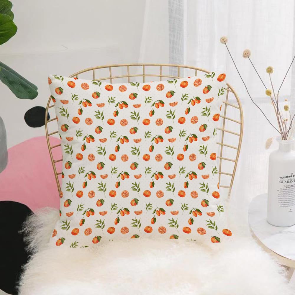 HYOSXW Cushion Cover,Throw Pillow Case Home Decorative for Living Room Bedroom Sofa Chair 16X16 Inch,Burnt orange, watercolor orange and fruits d,Pillowcase 40X40cm