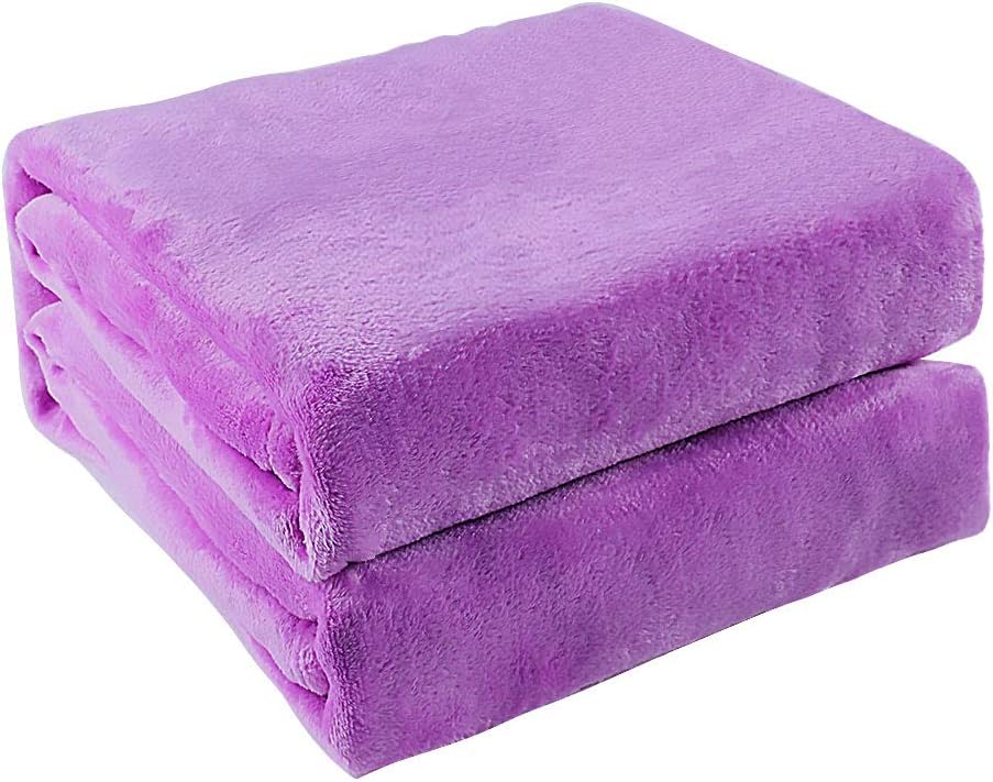 uxcell Flannel Fleece Blanket Full Size - Soft Lightweight Plush Microfiber Bed Blanket for Sofa or Couch, Machine Washable Blankets Fleeces, Light Purple 70x78 Inch