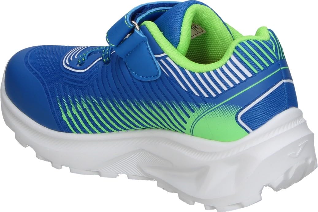 Joma Zapatillas con Luces Aquiles para Niño – Deportivas Azules con Detalles en Verde – Sneakers con Cordones y Velcro – Transpirable – Puntera Reforzada – Flexibles – Modelo JAQUIS2605V – 32 EU