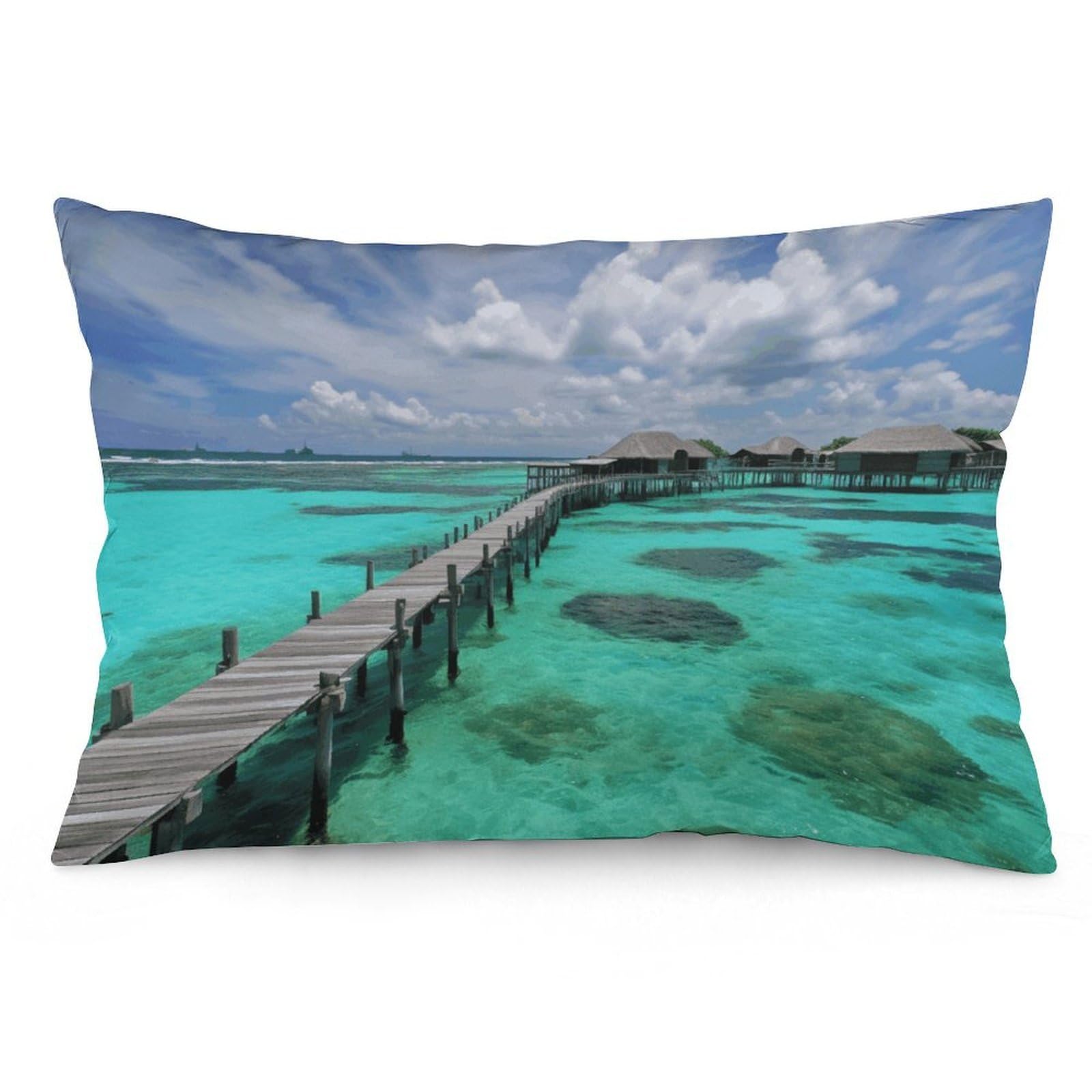 2 Pack Pillow Cases for Hair and Skin, Soft Breathable Pillow Case Covers with Hidden Zipper, Maldives Scenery Pillowcase 20"x30" Pillow Covers for Sleeping Gift
