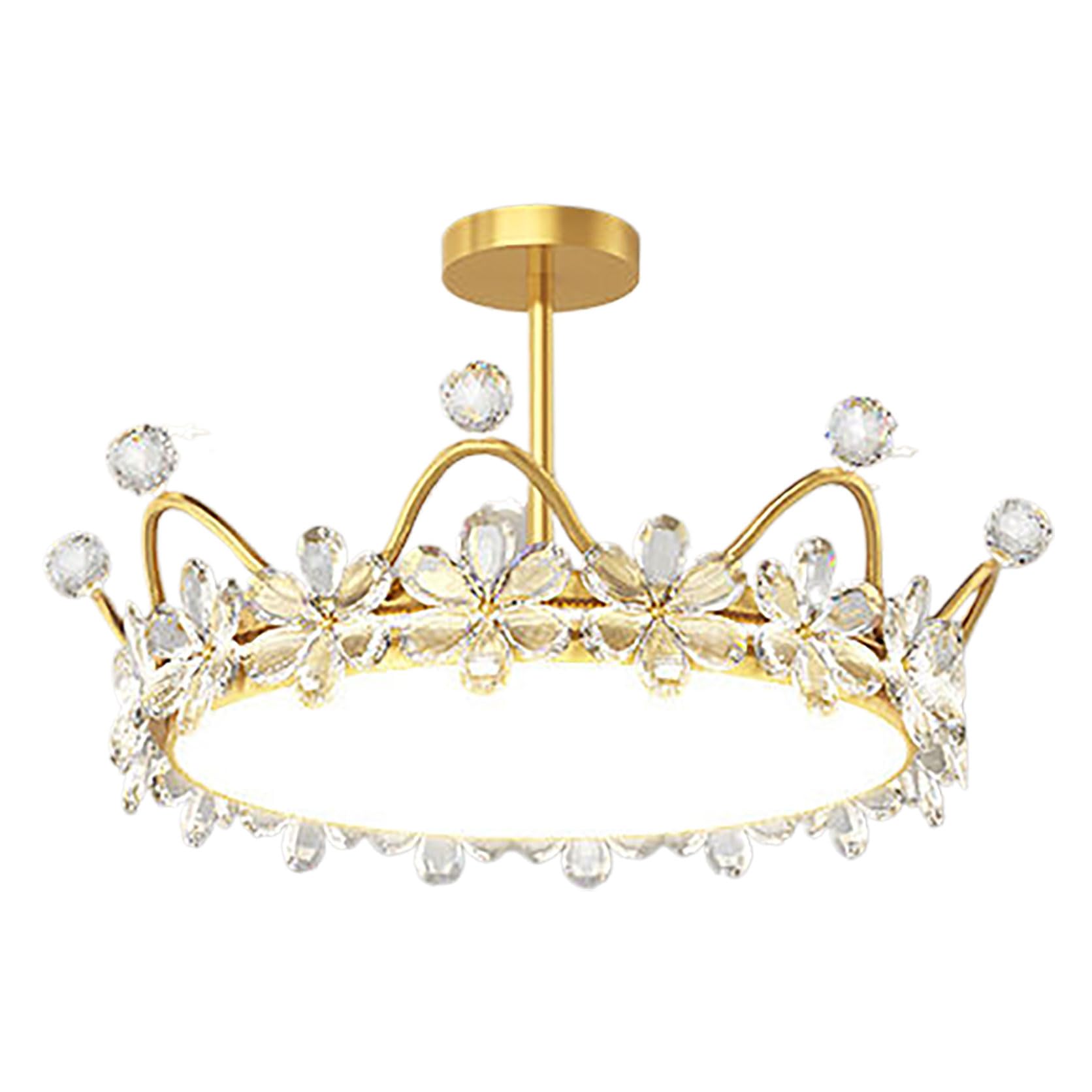 Suspension LED couronne de fleurs en cristal avec projection d'étoiles pour chambre d'enfant