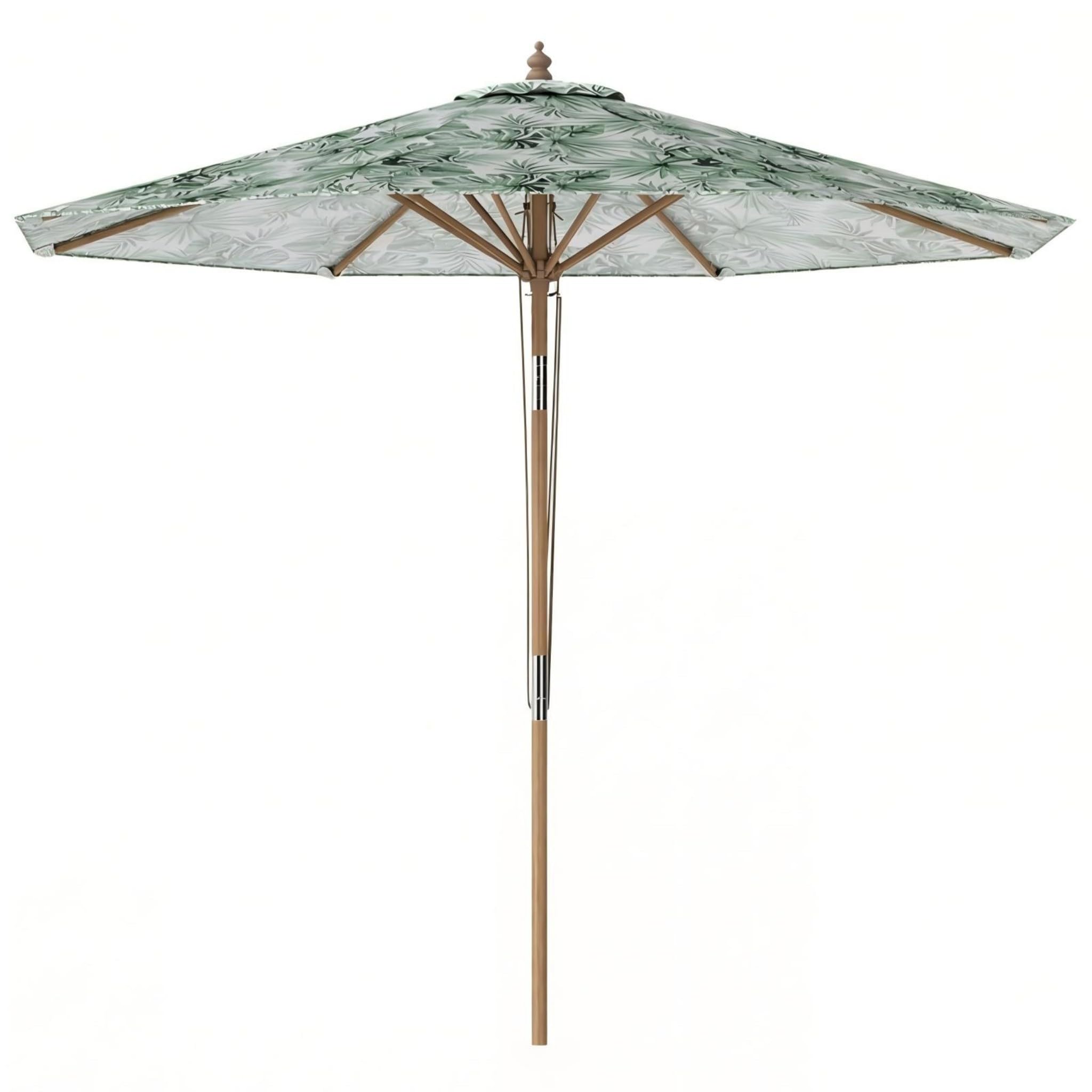 RELAX4LIFE Parasol Inclinable 270CM en Bois, Motif de Plantes Tropicales