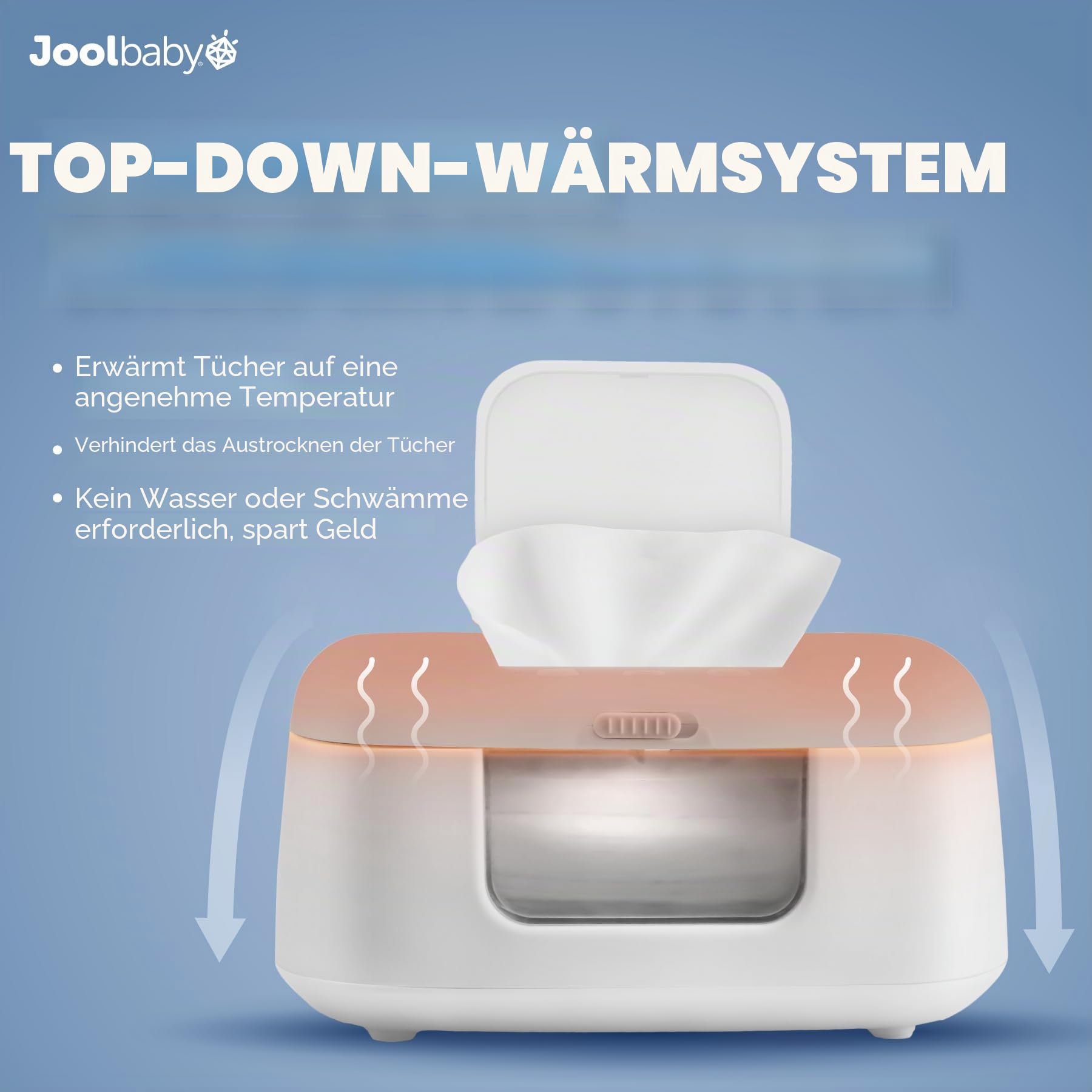 TinyBums Baby-Feuchttuchwärmer & Spender mit LED-Wechsellicht & Ein-/Aus-Schalter (Weiß) - Jool Baby