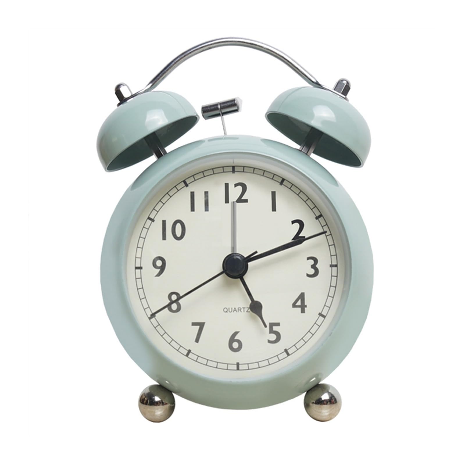 J9V4G6S3B5 Desk Clock Retro Creative Metal Bell Alarm Clock Desktop Simple Silent Luminous Quartz Table analogue alarm clock(Green)