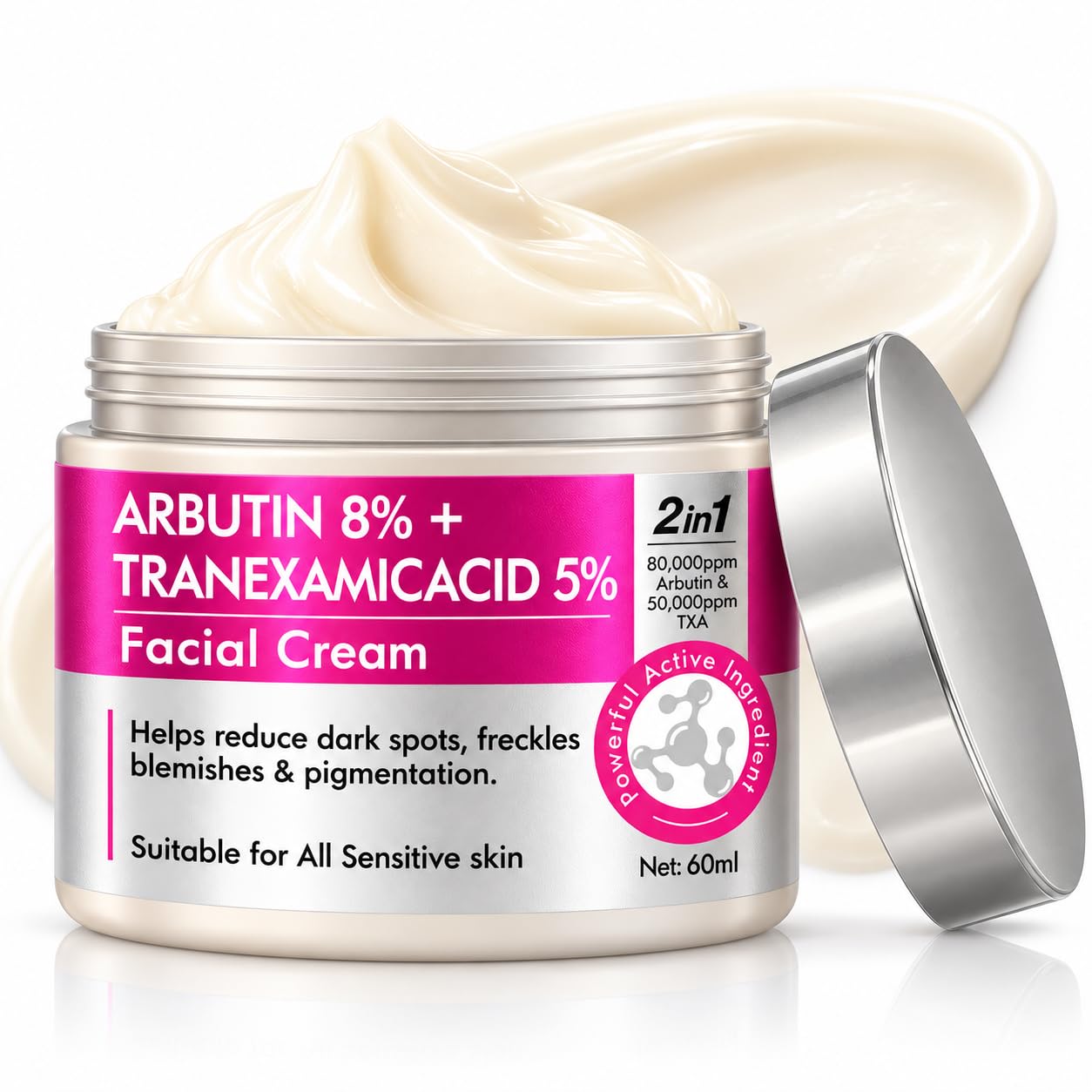 AiRunTech Arbutin 8% & Tranexamic Acid 5% Cream, Facial Moisturizer, 60 ml