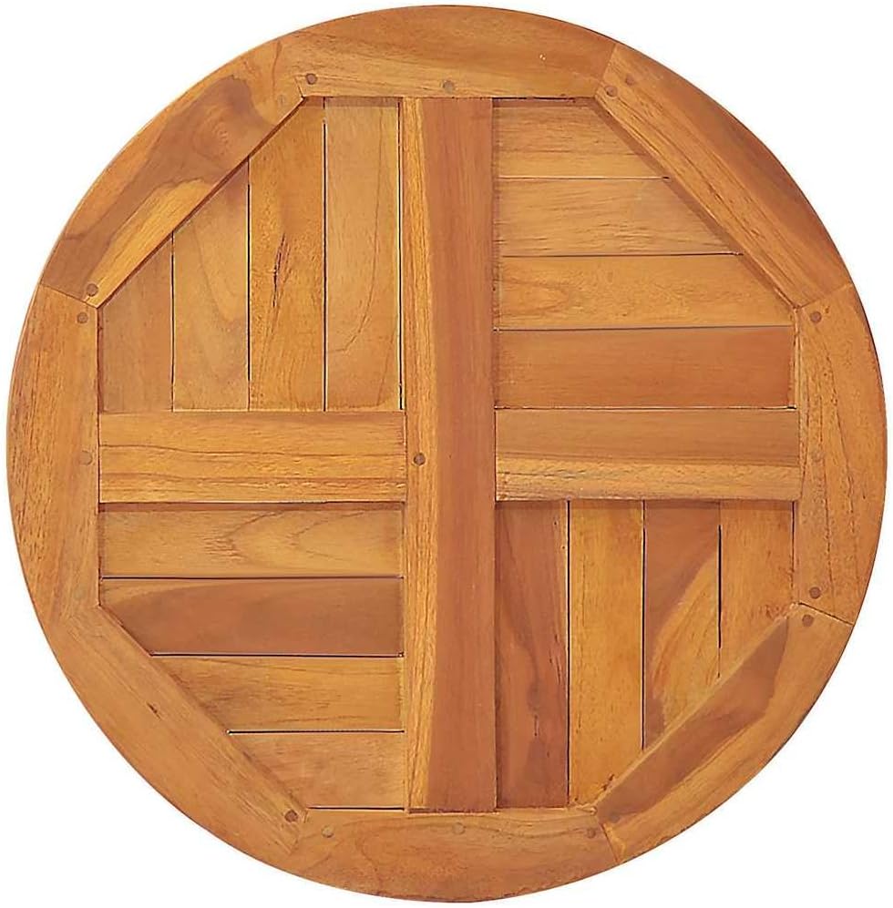 Round Table Top Solid Teak Wood, Replacement Table Top for Dining/Patio/Garden Use, 19.7"x19.7",-974