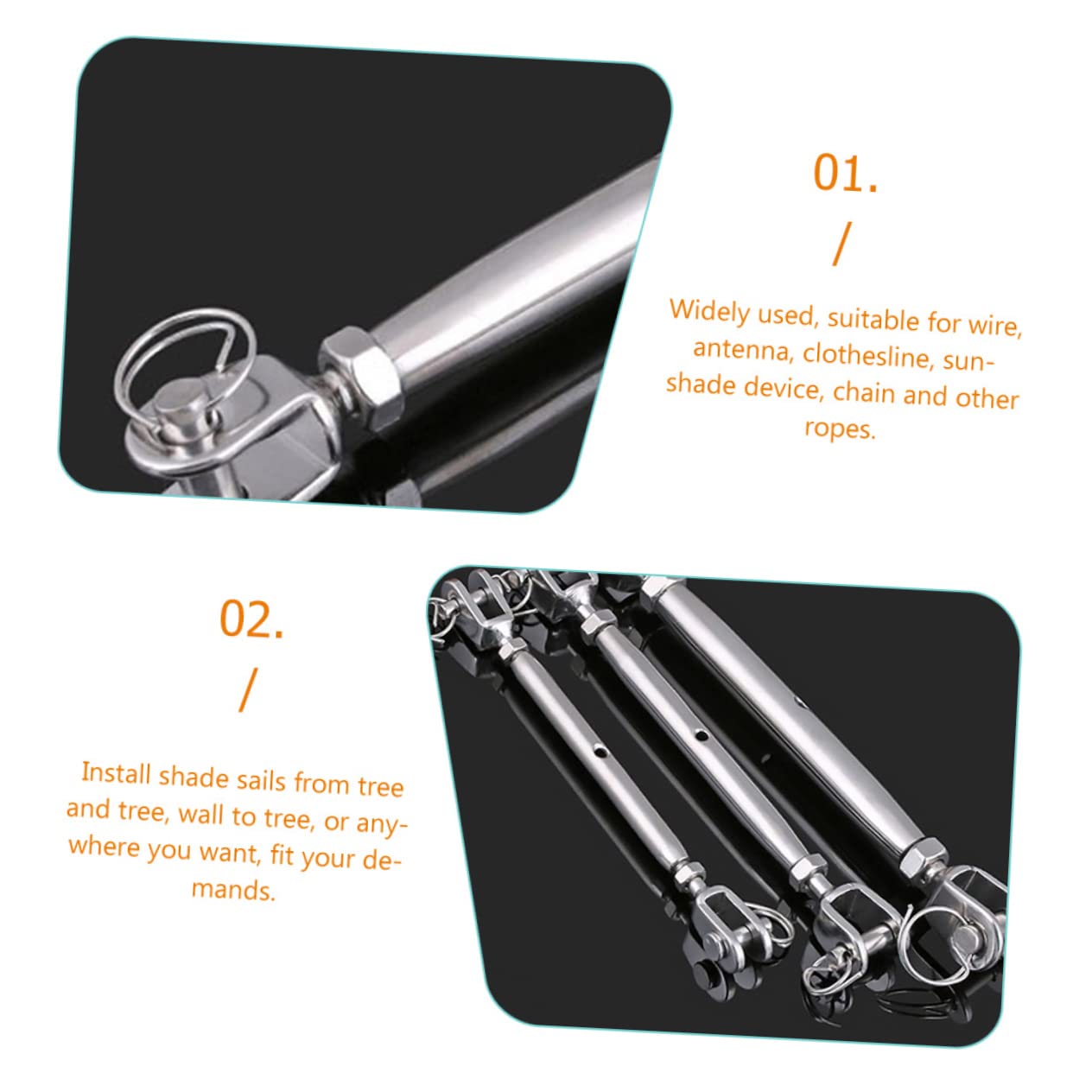 ERINGOGO Tensor de Acero Inoxidable 304 para Cable y Cadena Cuerpo Cerrado para Instalar Velas de Sombra y Ajustar Tensión Larga Durabilidad