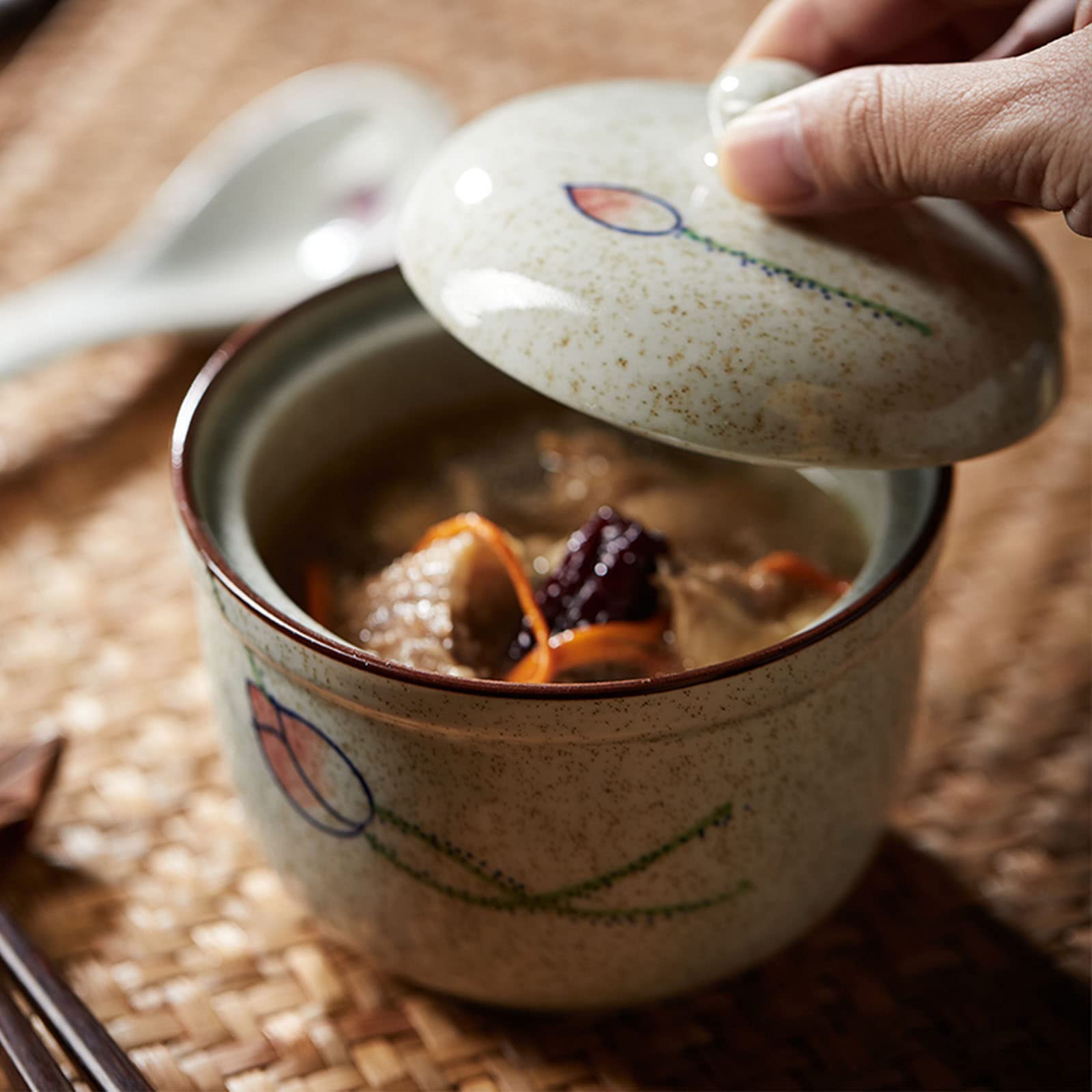 tarro para especias, Tarros de especias, azucarero estilo campestre con tapa, japonés pintado a mano, tarro for recipiente azúcar, condimentos, bote 370 ml