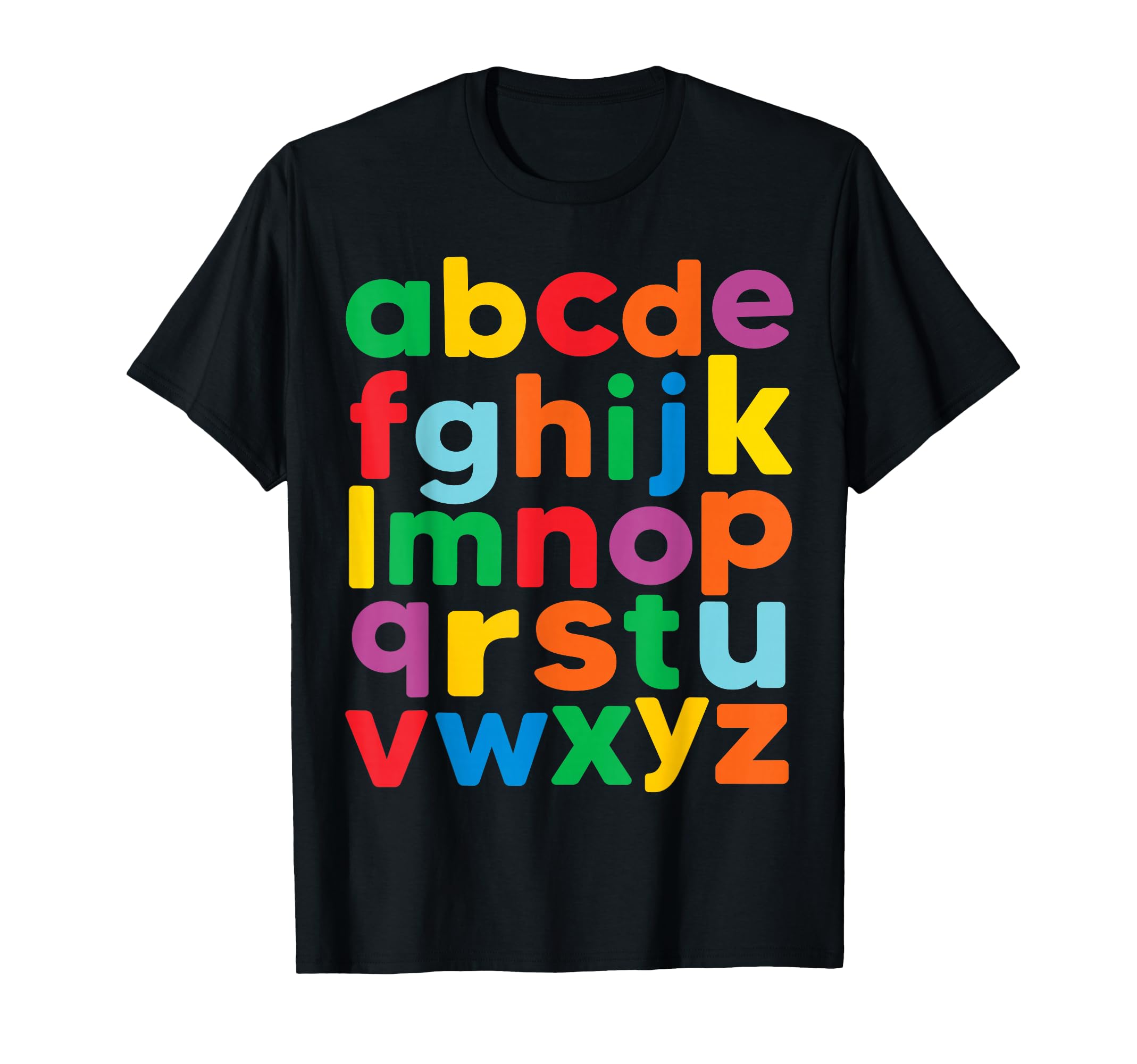 Colorful Letters Alphabet Shirt Learning ABCs boy Girl Kids T-Shirt