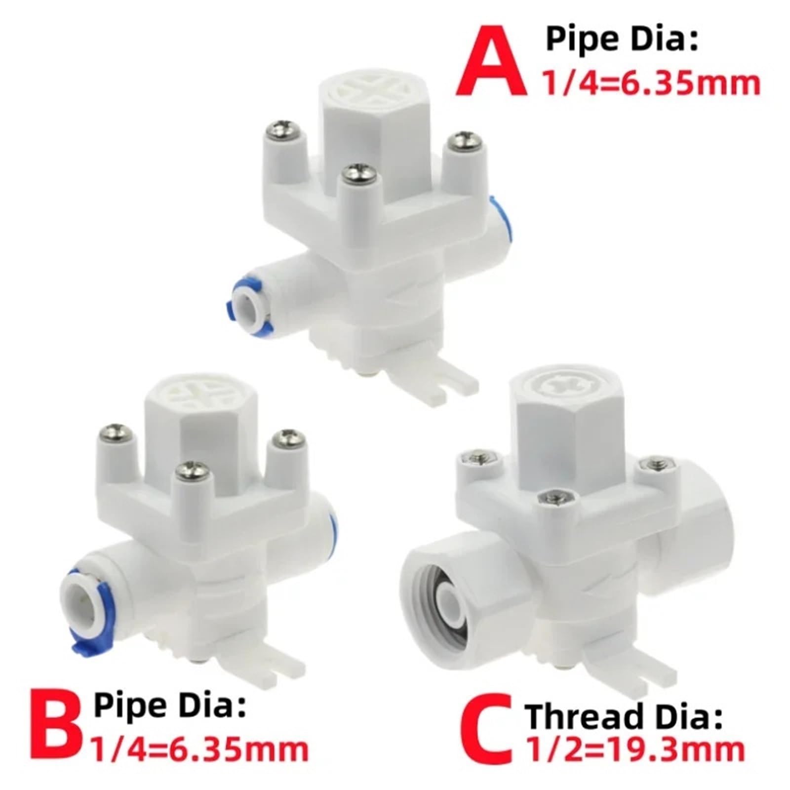 1 válvula de alivio de presión de agua, regulador reductor hembra de 1/2 pulgada, manguera de 1/4 3/8 de diámetro exterior, conexión rápida, sistema de ósmosis inversa RO(Style C Thread 1I2 (19mm))