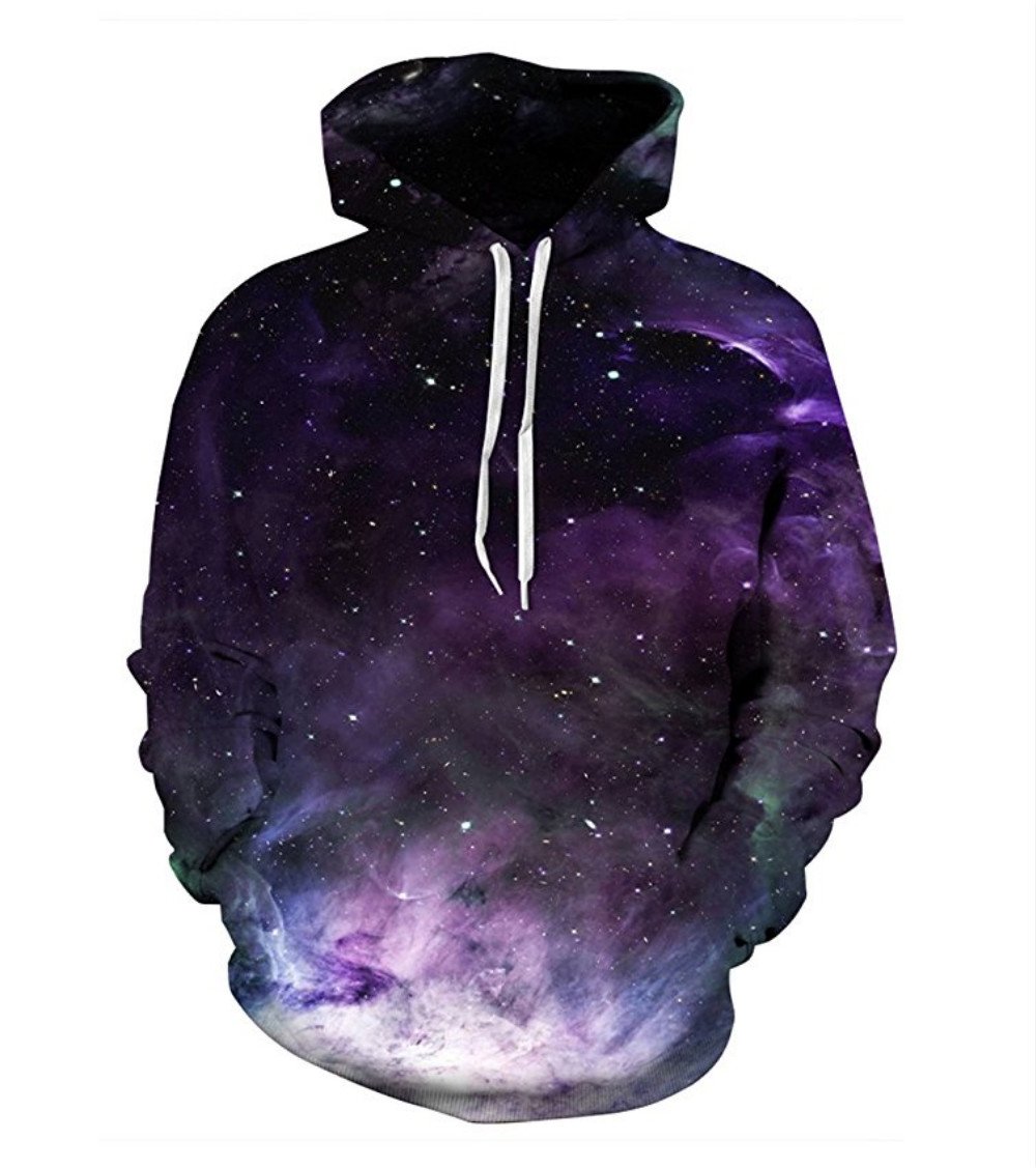 Unisex Realistic 3D Print Galaxy Pullover Hoodie Hooded Sweatshirt(Small/Medium, Galaxy Mist)
