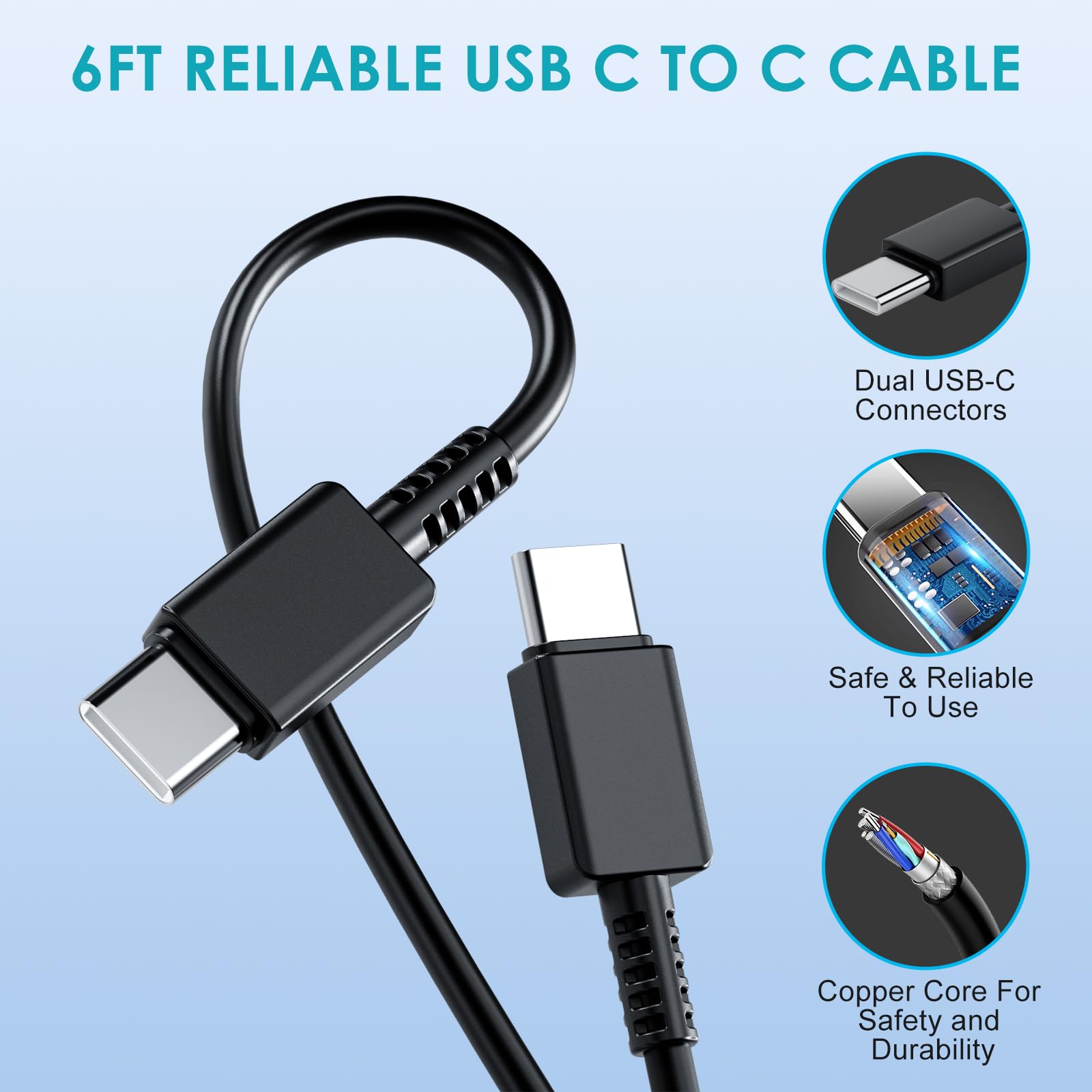 Caricatore rapido USB C 45 W con cavo tipo C 2 m per Samsung Galaxy S25 S24+ S24 Ultra S23+ S23 Ultra S22 Note20 A54 A53 Z Fold5 Fold4 Tab adattatore di alimentazione