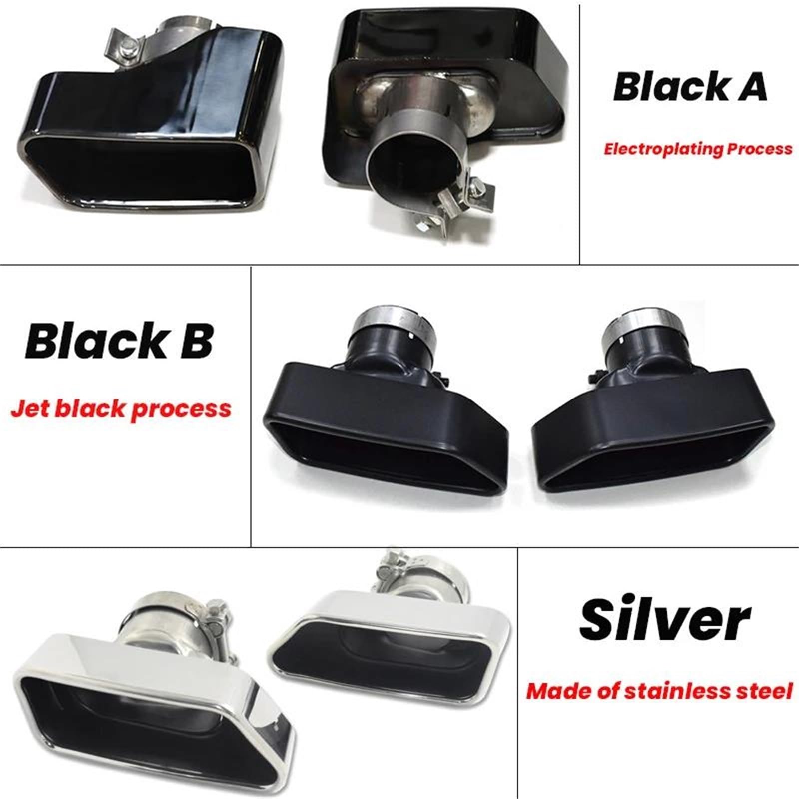 Dla BMW F10 F11 F12 F13 535i 535d 640i 640d 550i 650i Rura Wydechowa Samochodu Pasuje Do Kwadratowej Końcówki Rury Wydechowej Tłumika Dyszy Układu(Black B)