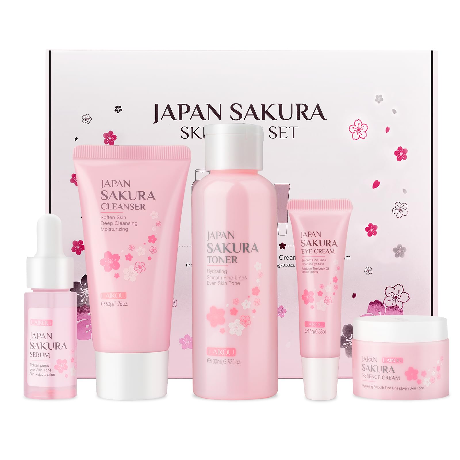 Skin Care Sets for Girls Teenage Gift - Skincare Kits Facial Care Hydrating Moisturizing - with Cleanser Toner Serum Eye Essence Serum Skin Essentials Travel All Skin Types (5PCS)