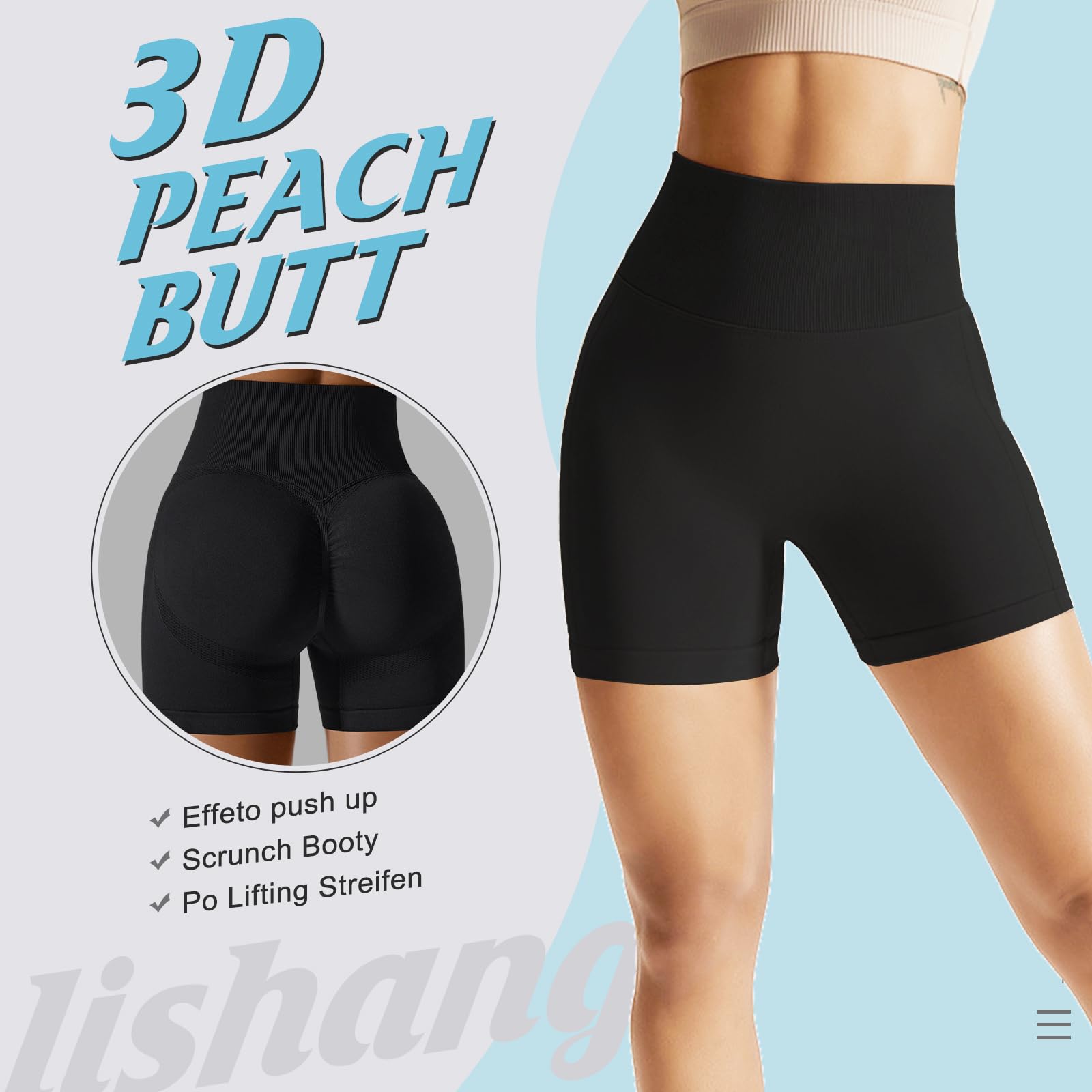 Lishang Leggins Deportivos Mujer Push Up Cintura Alta Sin Costuras Yoga Fitness Running
